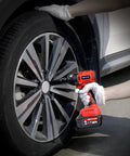 Person using Cordless Half Inch Impact Wrench Beast Delivers 320 Ft Lbs Max Torque, 20V Brushless Motor, 4.0Ah Battery With Fast Charger on car tire