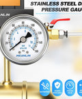 Close-up of Stainless Steel Dry Pressure Gauge 0 To 160 Psi With Two Inch Dial Back Mount For Air Compressors RV Regulators And Water Systems
