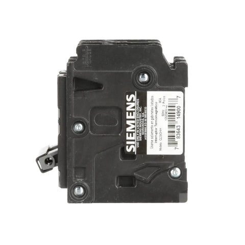 Side view of 90 Amp Double Pole 240V HQP Circuit Breaker With Beefy 65kA Interrupting Rating, Plug In Type For Siemens PL And ES Load Centers