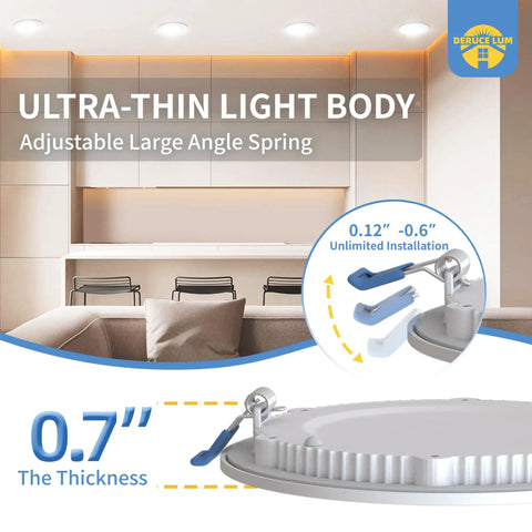 Six Pack Ultra Thin 4 Inch LED Recessed Lights 5000K Cool White 9W 750 Lumens ETL Energy Star Certified installation