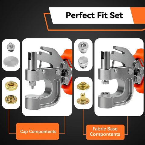 Must Have Leather Snaps And Fasteners Kit With 17mm Snap Buttons And Press Pliers, 40 Sets In 4 Colors product components