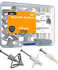 Drywall Anchor Kit With Screws 120 Piece Hollow Wall Set Including Grey Butterfly Anchors White Butterfly Anchors Self Drilling Anchors And 60 Screws For Hanging Shelves Pictures Cabinets And Other Wall Decor On Drywall