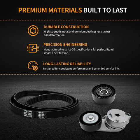 Get Your Dodge Ram Running Like A Dream With This Premium Serpentine Belt Tensioner Idler Pulley Assembly Kit That Replaces Part 38323 For Effortless Engine Performance And Long Lasting Durability On The Road Today. Serpentine belt kit with pulley and 6PK2020 belt