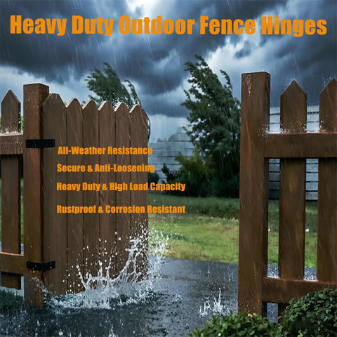 Heavy Duty 270 Degree Folding Butt Hinges For Outdoor Wood Gates in rain showcasing durability