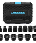 Low Profile Nano Impact Socket Set For 3/8 Inch Drive Metric Tools 6mm Through 19mm Cr-Mo Steel 6 Point Stubby Sockets with case