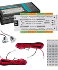 32 Channel Motion Sensor LED Stair Controller kit with packaging, wiring, and LED components for automatic staircase lighting