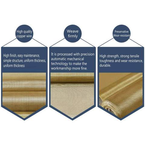 Copper Shielding Mesh Fabric Woven Wire 99 Point 9 Percent Purity Non Magnetic Shield Screen For RF Applications product features