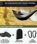 Person relaxing in Portable Camping Hammock With Tree Straps And Attached Carry Bag For Outdoor Adventures And Backyard Relaxation
