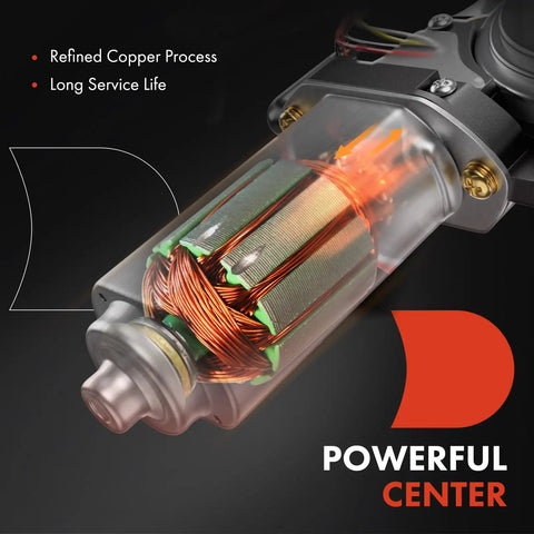 Front Driver Side Power Window Lift Motor With 10 Pin Plug Plug-And-Play Replacement Direct Fit For Toyota Camry 2006-2011, Corolla 2007-2013, Highlander 2007-2013, RAV4 2005-2013, copper coil close-up