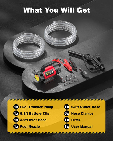 12V 13GPM Diesel Transfer Pump Kit With Electric Fuel Transfer Pump Nozzle And Hoses Self Priming Portable Pump components