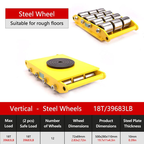 Heavy Duty Machinery Dolly With Low Profile Moving Skates 360 Degree Rotating Non Slip Turntable for warehouse and factory