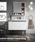 Modern bathroom with the Must-Have 8-Piece Bathroom Hardware Set in Brushed Nickel, featuring a towel ring and vanity setup.