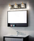 Modern Black LED Vanity Light Over Mirror With Adjustable Crystal Glass Shades 3 Light Bath Wall Fixture Waterproof Matte Black Frame For A Dope Sleek High End Bathroom Upgrade