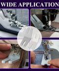 Six Pack Hump Jumper Sewing Tool Set For Quick Seam Finishing And Button Attachments With Two Size Options shown in use on fabrics