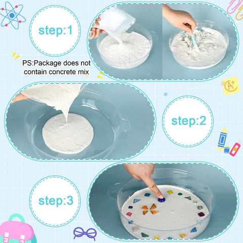 Making process of DIY Stepping Stone Kit With 20 Round Molds 250g Mosaic Tiles And 3 Carving Tools for Kids Garden Decor No Concrete Mix