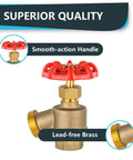 50 Pack Hose Bibb Valve Set With One Half Inch FIP To Three Quarter Inch MHT Brass Plumbing Fittings For Garden Boiler And Outdoor Water Service Beefy Rugged And Leak Proof Corrosion Resistant lead-free brass hose bibb with red handle
