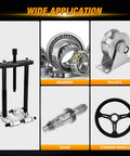 Heavy Duty 14 Piece Bearing Puller Kit 5 Ton Bearing Separator Tool For Auto Repair includes various automotive components like bearings and pulleys.