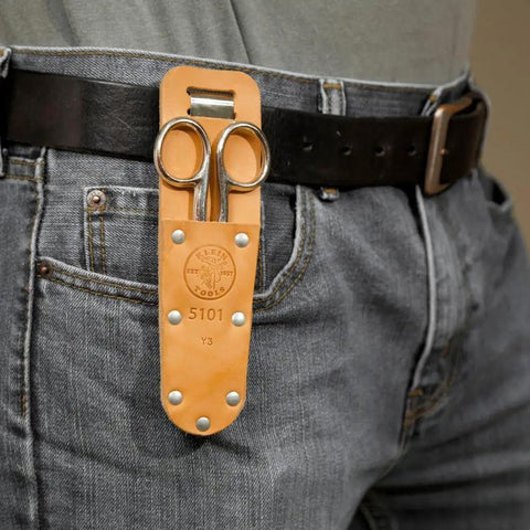 Pro Grade Cable Splicer Kit With Electricians Scissors And Splicer Knife Two Pocket Leather Pouch on belt