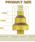 Diamond core drill bit, model TNDCKP, stepped 20-35-50 mm tip, gold finish, M14 shank, for stone, concrete, tile.