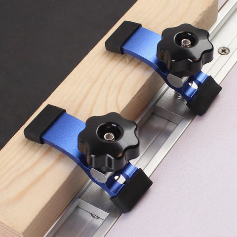 Hold Down Clamp Kit for CNC Routers and Woodworking, No Slip Grippy T Track Clamps 23x30mm Fit, Universal Fit, 2 Pack Blue