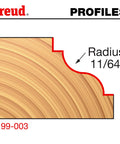 Wood profile created by Built Tough 1-5/8 Inch Diameter Double Fillet Ogee Router Bit With 1/2 Inch Shank Quadra-Cut Carbide Cutter