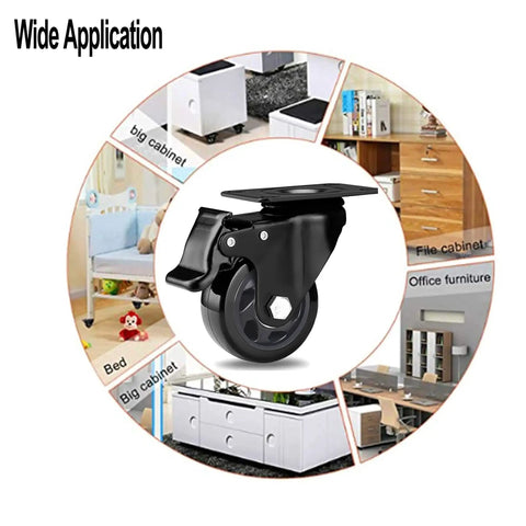 Heavy Duty 3 Inch Caster Wheels Set Of 4 With Swivel Brakes Handles 1100 Pounds close-up view on utility cart application.