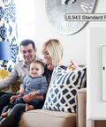 20 Amp Weather Resistant GFCI Duplex Wall Outlet with LED Indicator Self Test Reset Feature installed in living room wall.