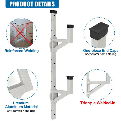 Aluminum Side Mount Ladder Rack For Open And Enclosed Trailers Heavy Duty Wall Mount Carrier For Ladders And Gear With Adjustable Brackets Easy Install Secure Transport On Vans Box Trucks And Trailers, aluminum side mount rack with end caps