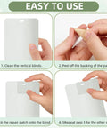 Step-by-step instructions using 60 Piece Vertical Blind Repair Tabs Kit With Transparent PVC Adhesive Fixers For Replacement Slats