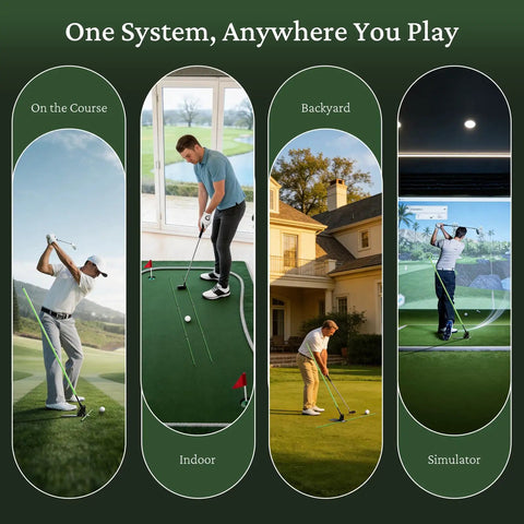Golf Alignment Sticks Holder with Angle Adjustment used outdoors, indoors, in backyard, and simulator