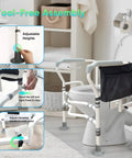 Heavy Duty Toilet Safety Frame With Suction Cups And Anti Slip Handrails No Tool Installation Adjustable Height And Width Carbon Steel