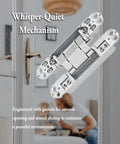 180 Degree Concealed Hidden Door Hinges Heavy Duty Zinc Alloy Invisible Pivot Hardware Whisper-Quiet mechanism for smooth operation.