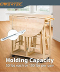 Heavy Duty Metal Drop Leaf Table Supports 4PK Zinc Plated Alloy Steel Sliding Bracket Kit for Folding Kitchen Dining and RV Tables, holding 50 lbs per pair.