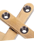 Close-up of heavy duty brass pivot hinge for wood doors with silent operation and hidden bookcase door hardware.