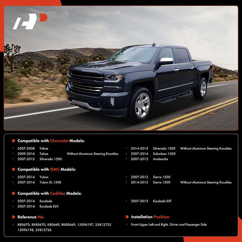 Truck compatible with Two Front Upper Control Arms With Ball Joints And Bushings For Chevy Silverado 1500 and other models.