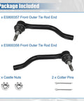 Two Pack Beefed Up Front Outer Tie Rod End Links For Nissan Altima 2007 To 2015, Nissan Maxima 2009 To 2018, And Nissan Murano 2009 To 2012, Suspension Steering Tie Rod Ends ES800357 ES800358 Replacement Pair, black steel, with castle nuts and cotter pins