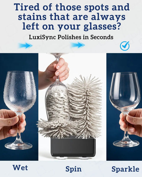 Turbo 600 RPM Home Glassware Polisher And Wine Glass Cleaner Machine That Scrubs Away Stubborn Marks No Sweat While Serving Up A Hella Pristine Crystal Shine On Every Piece Of Barware You Own in three stages: wet, spin, and sparkling clean.