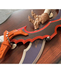 Close-up of Two Piece Metal Sword Cosplay Props Set With Hanging Display Board Wall Mount Display Knight Killer Theme