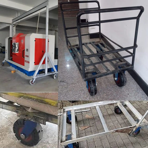 Heavy Duty Rubber Casters 200 Mm Swivel Wheels Silent Shock Absorbent Natural Rubber Treads on utility cart and machine.