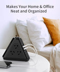 Three Side Power Strip Tower With Nine Outlets And Four USB Ports Thirteen In One Surge Protector on bedside table