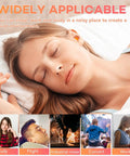 Woman sleeping with soft foam ear plugs for sleeping and travel 500 pairs 32dB NRR 37dB SNR noise cancelling for snoring.