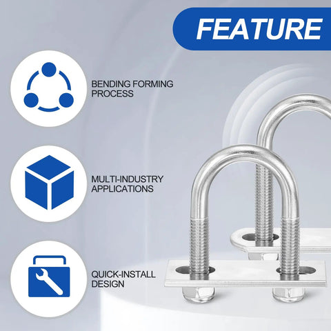 Tough As Nails Round U Bolts 4 Pack 304 Stainless Steel features multi-industry applications and quick-install design.