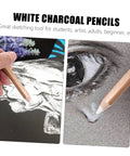 Person using white charcoal pencil for art drawing in 4 Pack White Charcoal And Graphite Pencils Set For Art Drawing Dope Sketching