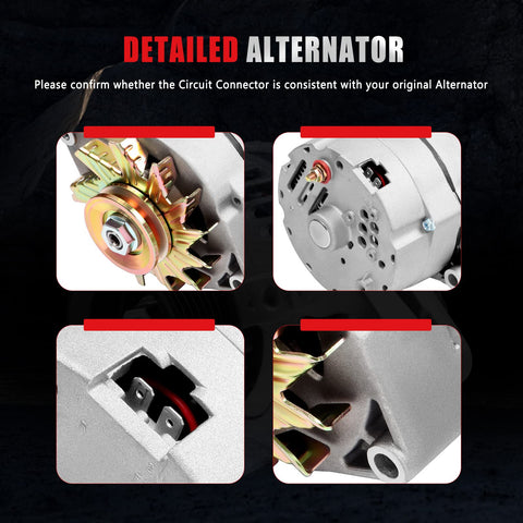 Detailed view of Alternator For Chevy One Wire 12V 105 Amp Self Exciting 10SI Replacement Fits SBC BBC GM, connector close-up