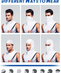 9 Pack Men Ski Masks Balaclava Full Face Hood for Winter Weather shown in various wearing styles, breathable and quick-dry