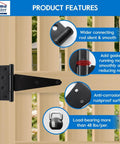 6 Inch T Strap Heavy Duty Shed Door Hinges Black Tee Hinge features diagram for Wooden Fences Yard Doors Barn Gates