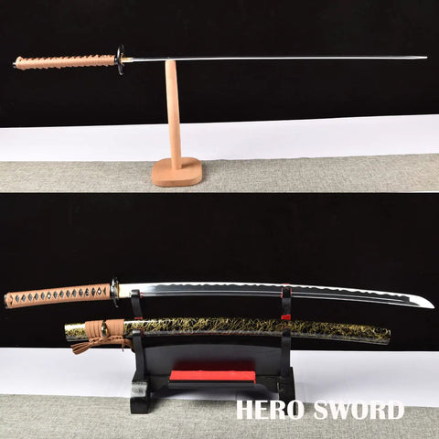 Handmade Aluminum Steel Katana Full Tang Blunt Blade For Safe Practice Iaido Bushido Samurai Sword Training With Stand