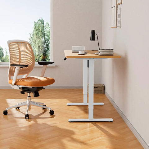 Electric Standing Desk Frame With Four Memory Height Settings For Sit Stand Comfort, Fully Customizable Workstation, White Frame Only