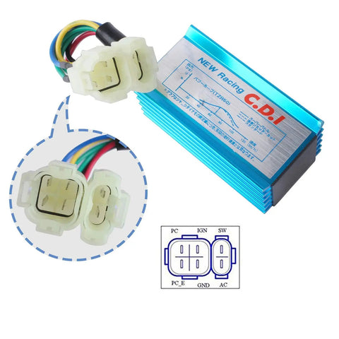 GY6 Ignition Coil Kit With 6 Pin AC CDI Box And 3 Electrode Spark Plugs For 50cc To 150cc Mopeds Scooters ATVs Go Karts CDI close-up