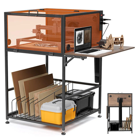 Laser Engraver Enclosure Cabinet With Exhaust And Ventilation Fan, Heavy Duty Protective Cover Tent For Laser Cutters on workstation